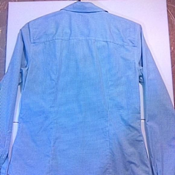 BROOKS BROTHERS, blue (w/small white checks) long sleeve button down shirt. - Picture 2 of 13